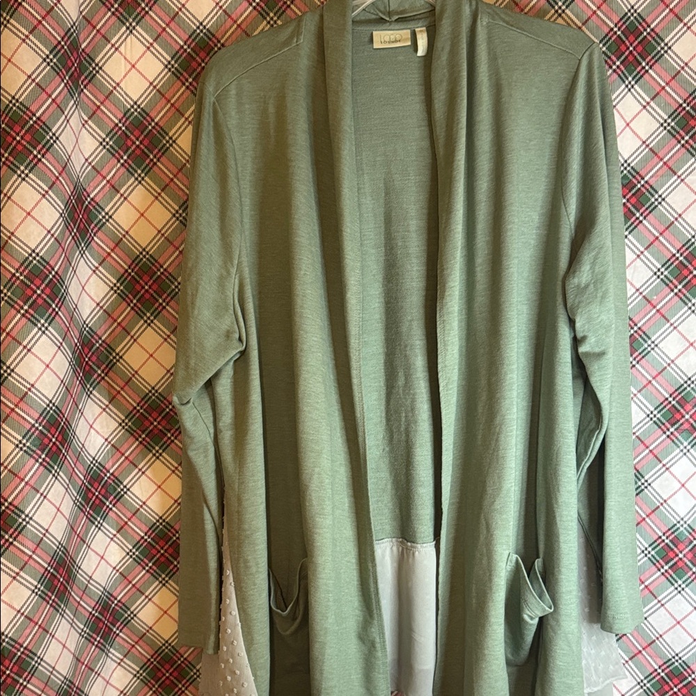 Elegant Sage Green Open Front Cardigan
